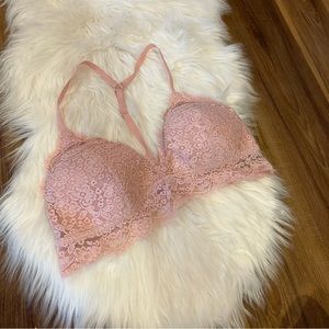 Aerie Pink Lace Bralette Size Large